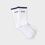 ALOA Striped Crew Socks - White/Navy