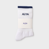 ALOA Striped Crew Socks - White/Navy