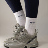 ALOA Crew Socks - White/Navy