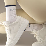 ALOA Striped Crew Socks - White/Navy