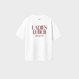 Oversized Sunday Club T-Shirt - White & Cherry
