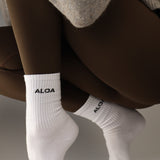 ALOA Crew Socks - White/Black